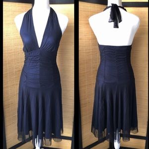 Black Tulle Navy Halter Dress